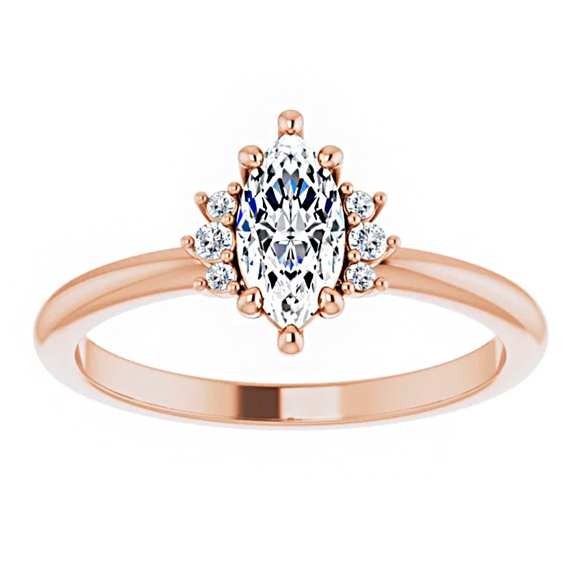 14K Rose Gold 8x4 mm Marquise Diamond Engagement Ring
