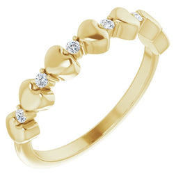 14K Yellow Gold 1/10 CTW Diamond Stackable Heart Ring