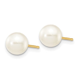 14k Gold White Freshwater Cultured Pearl Stud Earrings