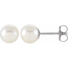 14K White 4 mm White Akoya Cultured Pearl Earrings