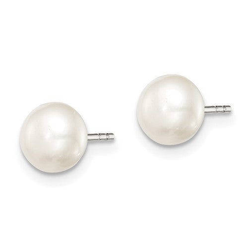 Sterling Silver 6-7mm Cultured Button Pearl Earrings