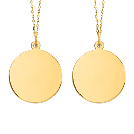 14K Gold Round Engravable Couples Necklace
