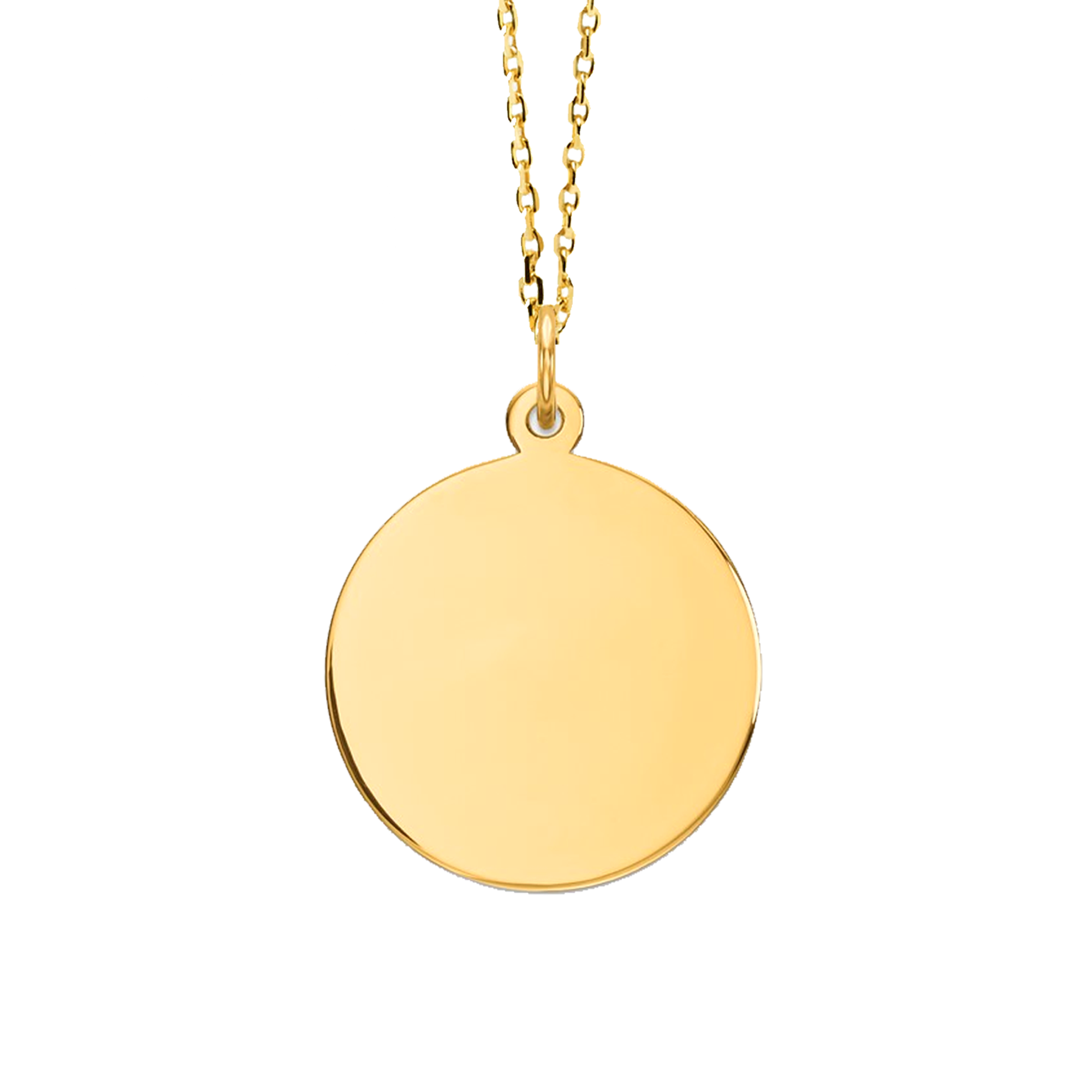 14K Gold Round Engravable Necklace