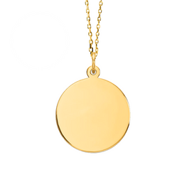 14K Gold Round Engravable Couples Necklace