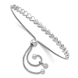 Leslie's Sterling Silver Rhodium-plated Polished Heart Bolo Bracelet