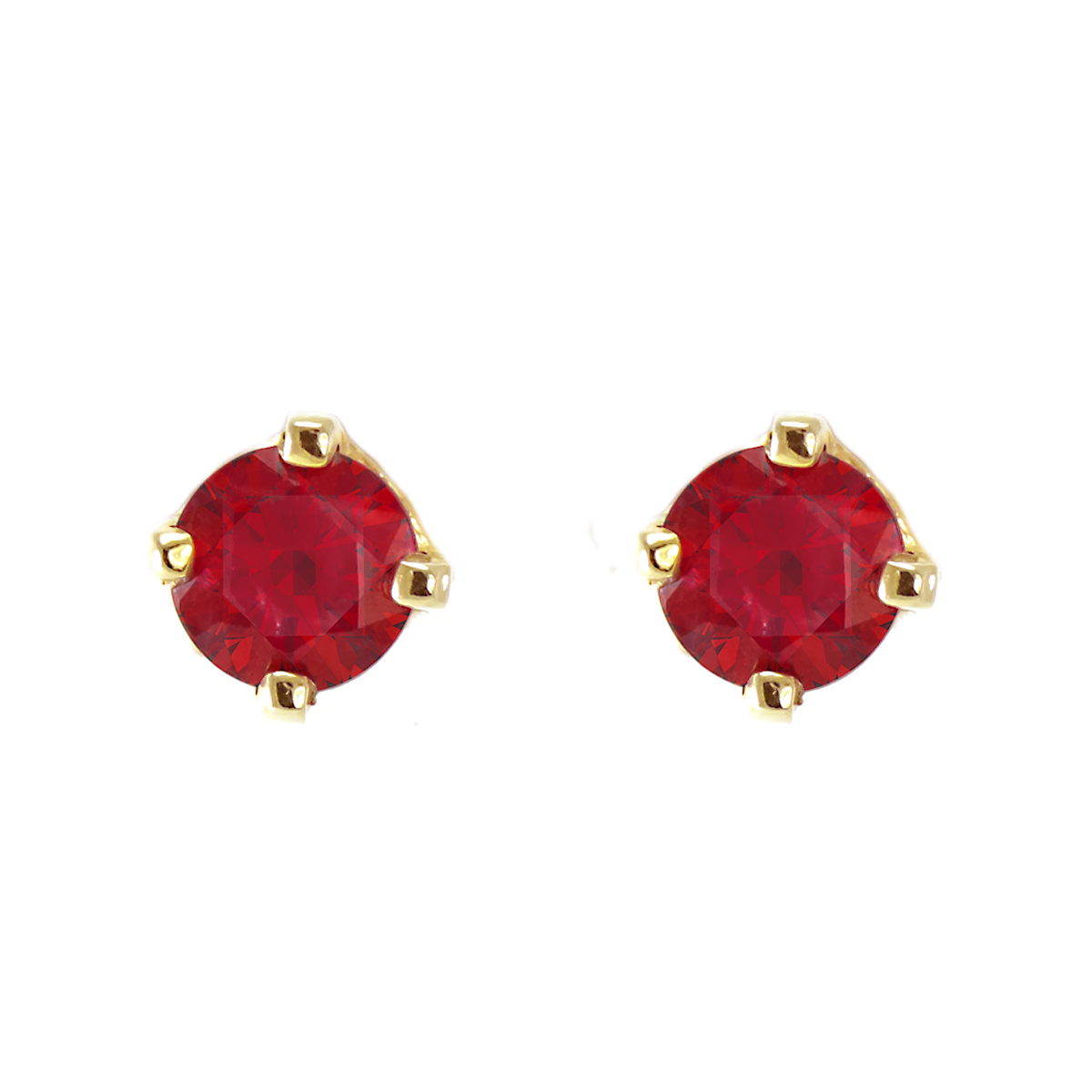 14k yellow gold round ruby stud earrings
