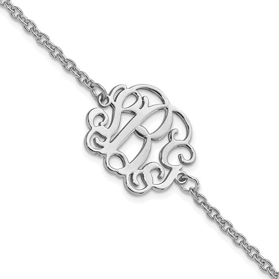 Sterling silver online monogram bracelet