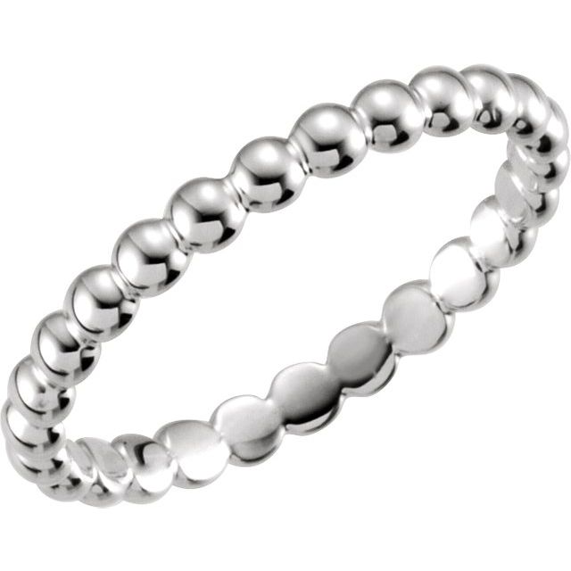 14K White Gold 2.5 mm Beaded Stackable Ring