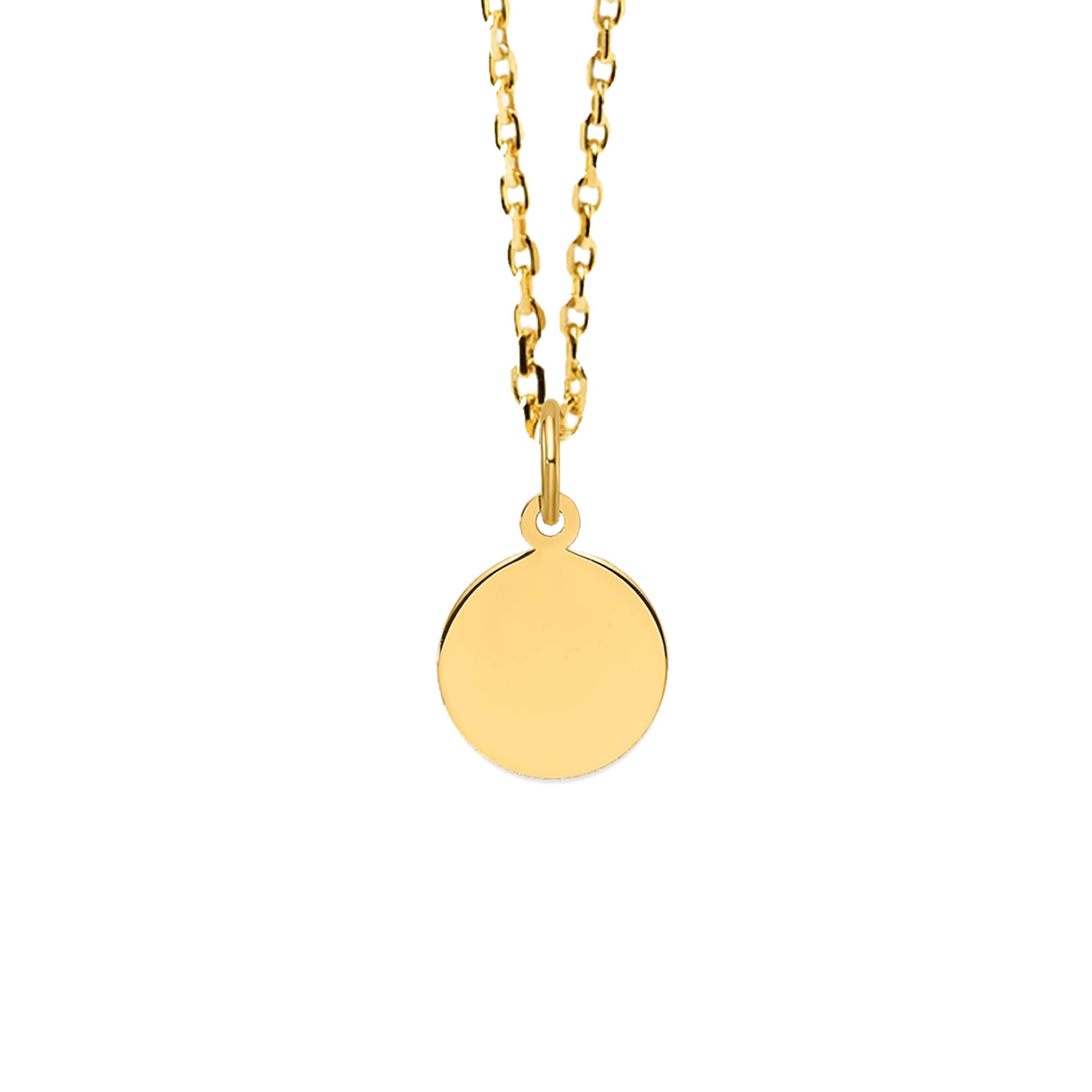 14K Gold Small Circle Engravable Necklace