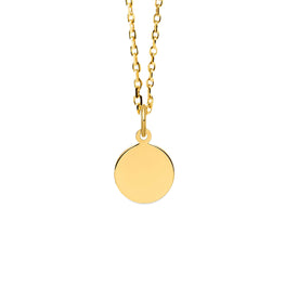 14K Gold Small Circle Engravable Necklace