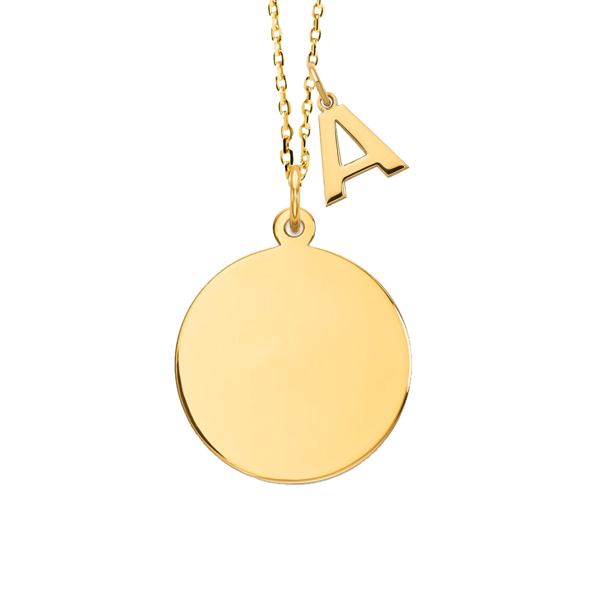 14K Gold Round Engravable Necklace