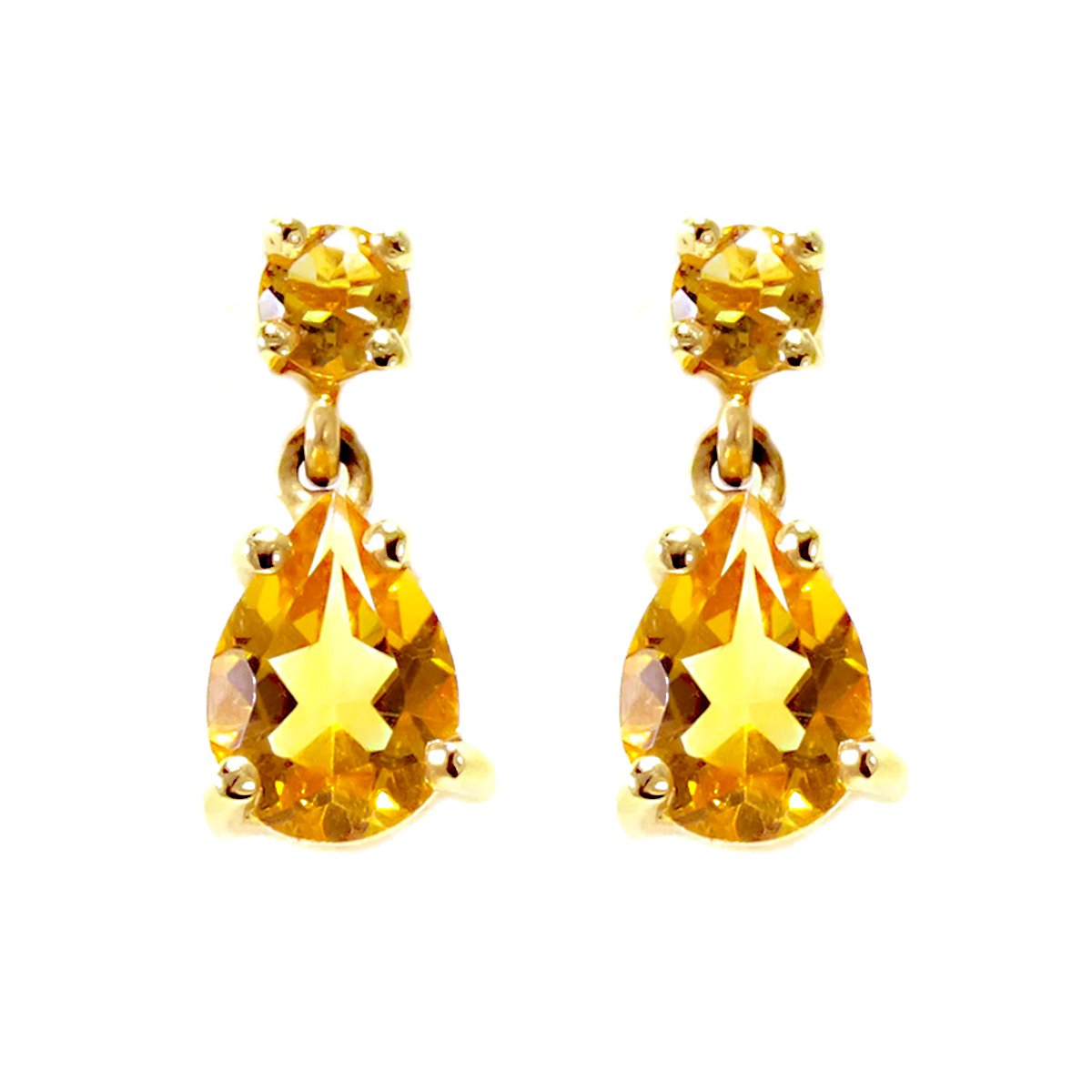 SPECIAL ORDER - 14K Yellow Gold Pear Shape Citrine Earrings