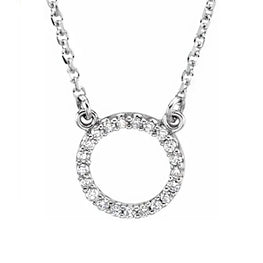14K White 1/10 CTW Diamond Circle 16" Necklace