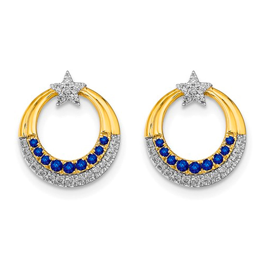 14K Gold Lab Grown Sapphire & Diamond Star Post Earrings