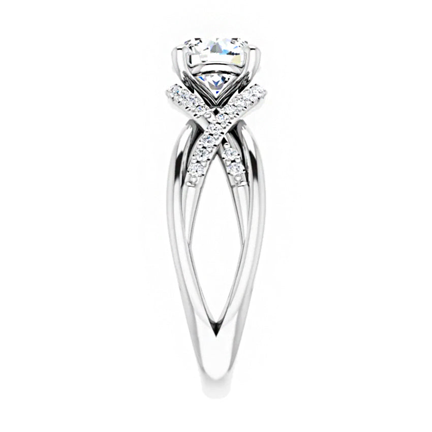 18K White Gold 6.5 mm Diamond Halo Engagement Ring