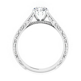 14K White Gold 6.5 mm Solitaire Flower Engagement Ring
