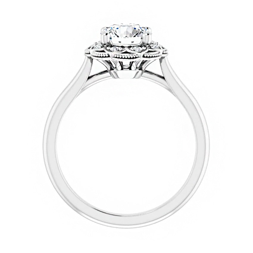 14K White Gold 6.5 mm Round Engagement Ring