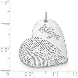 Sterling Silver Name and Fingerprint Heart Charm
