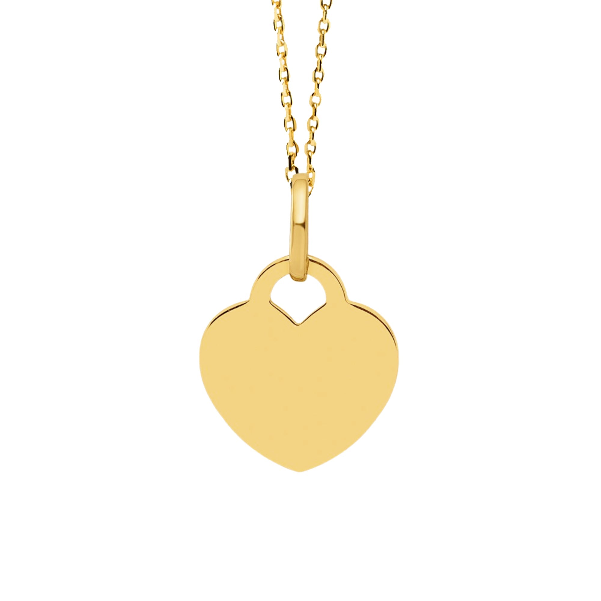 14K Heart Engravable Couples Necklace