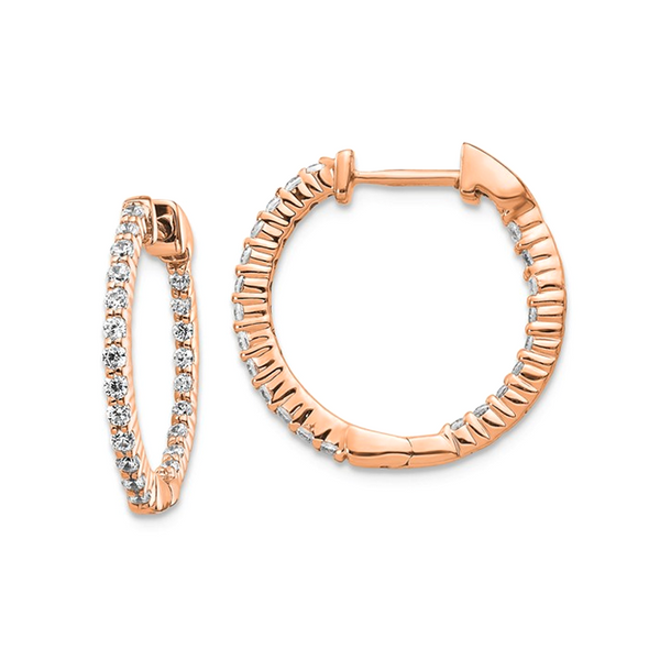 Diamond rose gold hoop earrings deals