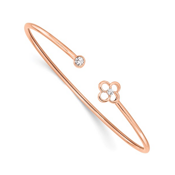 14KT Rose Gold Diamond Flower Bracelet - Bracelets - Shop by Style