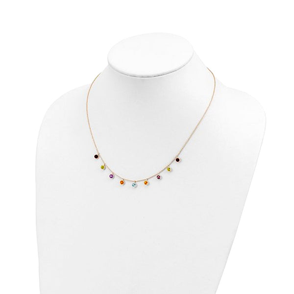 14K Gold Multi color Semi Precious Gemstone Necklace