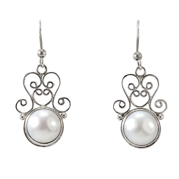 Bezel set 2025 pearl earrings