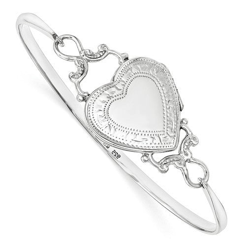 Goldia Sterling Silver Heart Locket Bangle Bracelet