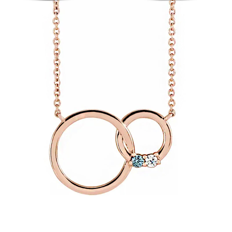 14K Rose Gold 1-5 Stone Family Circle 18" Necklace