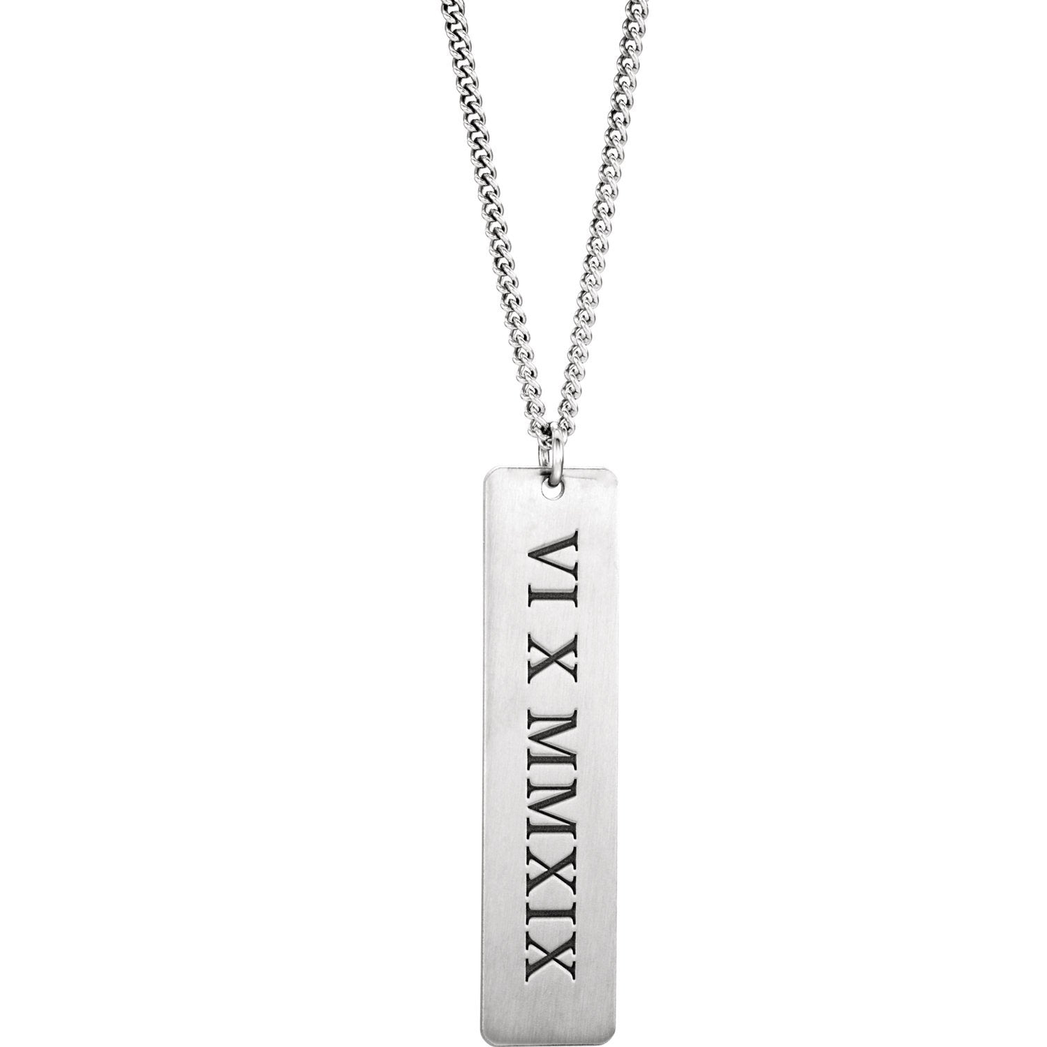 Rhodium-Plated Sterling Silver Roman Date Necklace