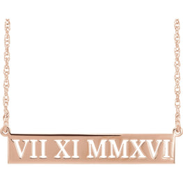 14K Rose Gold Roman Date Necklace