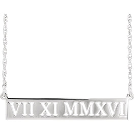 14K White Gold Roman Date Necklace