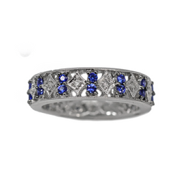 18K White Gold Sapphire and Diamond Eternity Band Ring