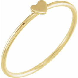 14K Yellow Gold Stackable Heart Ring