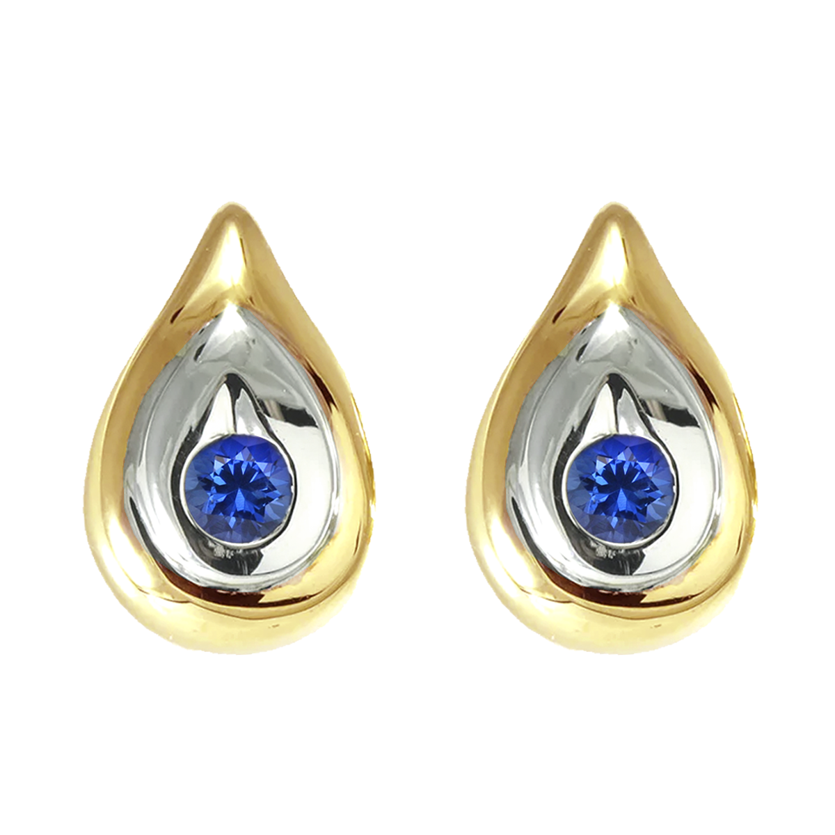 14K Gold Two-Tone Sapphire Earrings