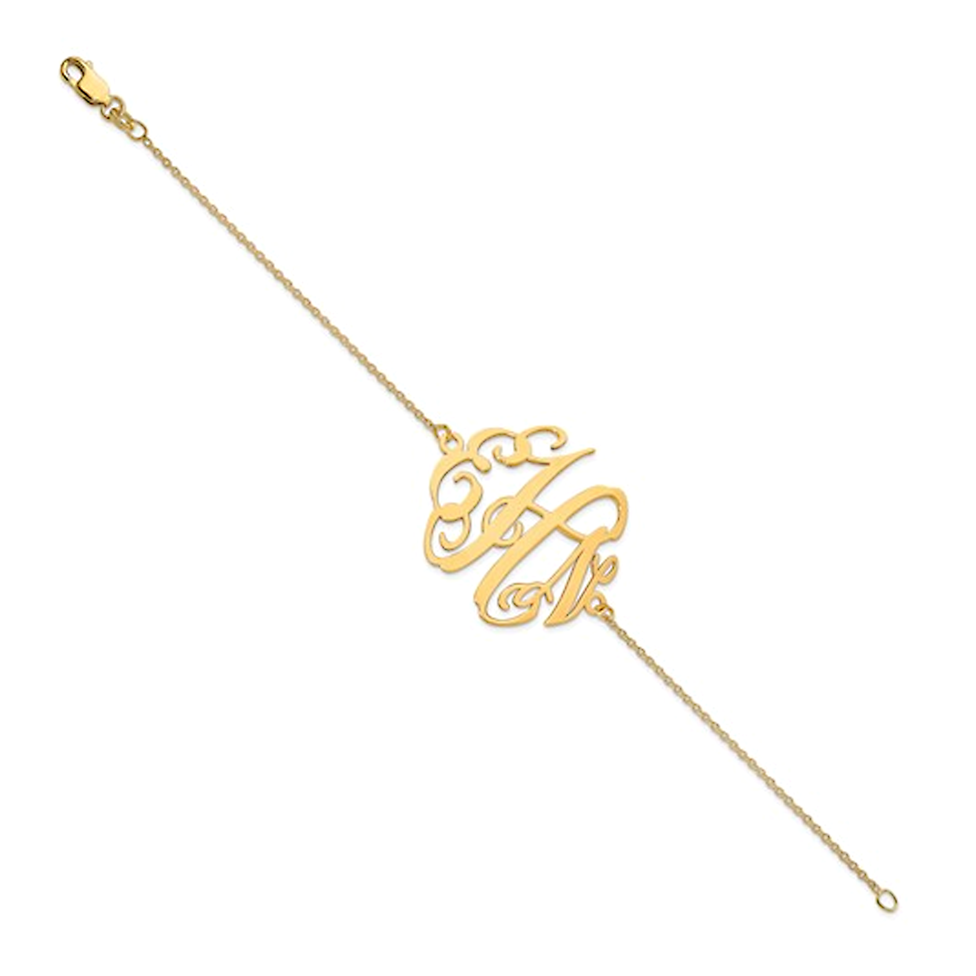 10K Yellow Gold Monogram Plate Bracelet