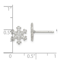 Sterling Silver CZ Snowflake Post Earrings