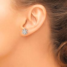 Sterling Silver CZ Snowflake Post Earrings