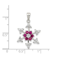 Sterling Silver Ruby and CZ Snowflake Charm