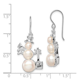 Sterling Silver Cultured Pearl Snowman Earrings