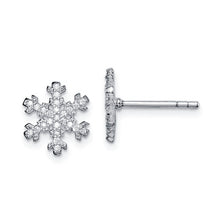 Sterling Silver CZ Snowflake Post Earrings