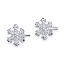 Sterling Silver CZ Snowflake Post Earrings