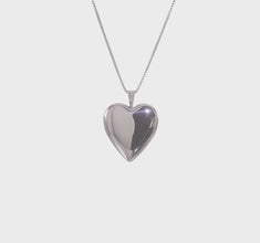 Sterling Silver Satin Heart Mother & Daughter Locket Necklace