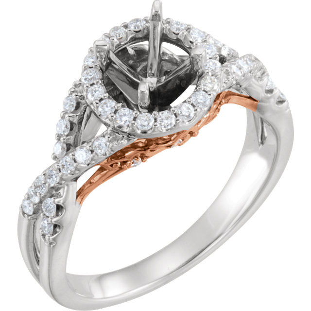 6.5mm Round 1/2 Diamond Semi-Set Engagement Ring