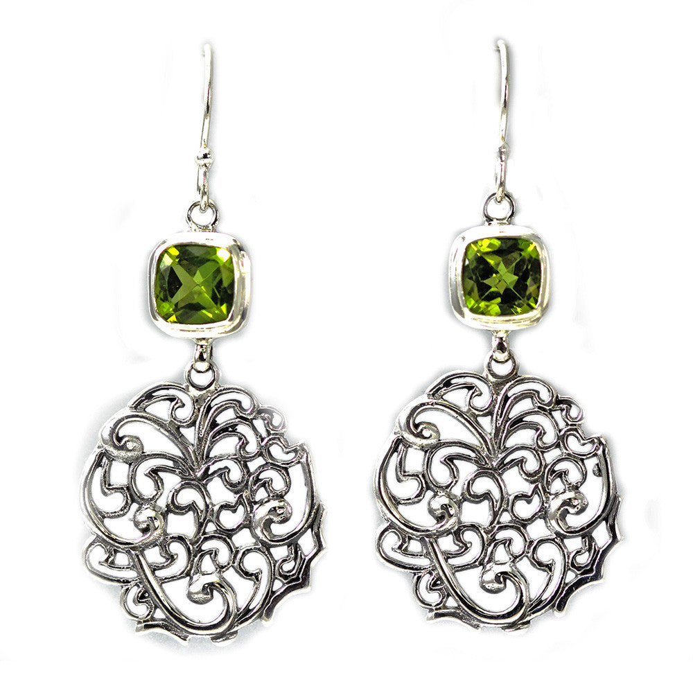 Dangling Sterling Silver and Peridot Earrings