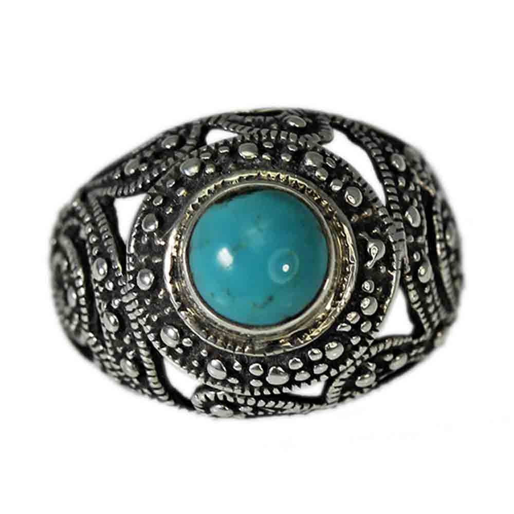 Beaded and Filigree Turquoise Ring