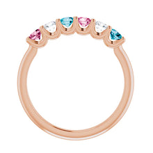 10K Rose Gold 1-6-Stone Family Ring