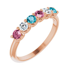 10K Rose Gold 1-6-Stone Family Ring