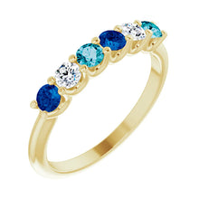 10K Yellow Gold 1- 6-Stone Family Ring