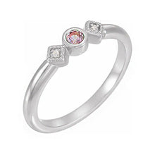 Sterling Silver Diamond 1-6-Gemstone Family Stackable Ring
